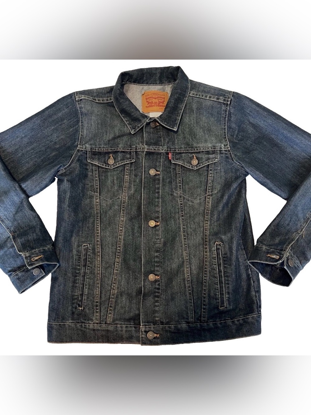 EUC Levi Strauss Youth Denim Trucker Jacket Size XL 13-15 YRS Blue Jean